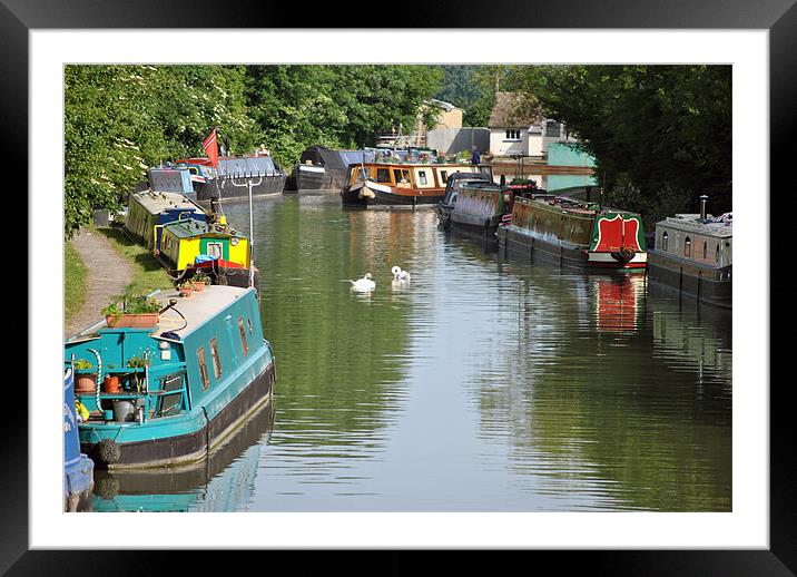 Narrowboats on the Grand Union Canal Framed Mounted Print by graham young