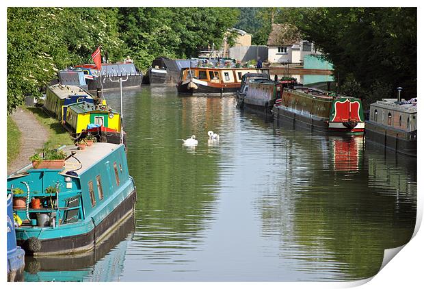Narrowboats on the Grand Union Canal Print by graham young