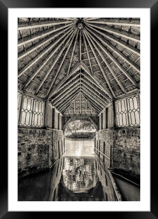 The Boathouse BW Framed Mounted Print by Wight Landscapes