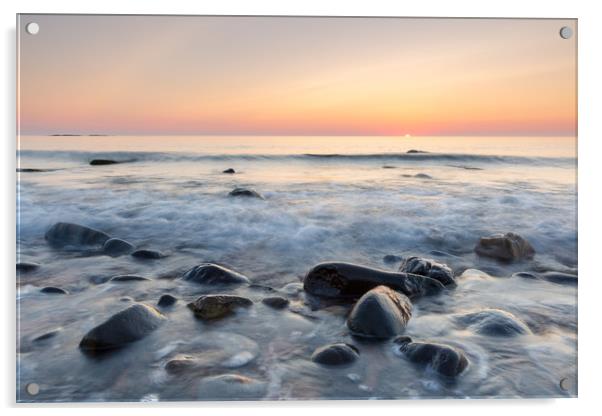 Sunrise at Embleton bay, Northumberland Acrylic by Daugirdas Racys