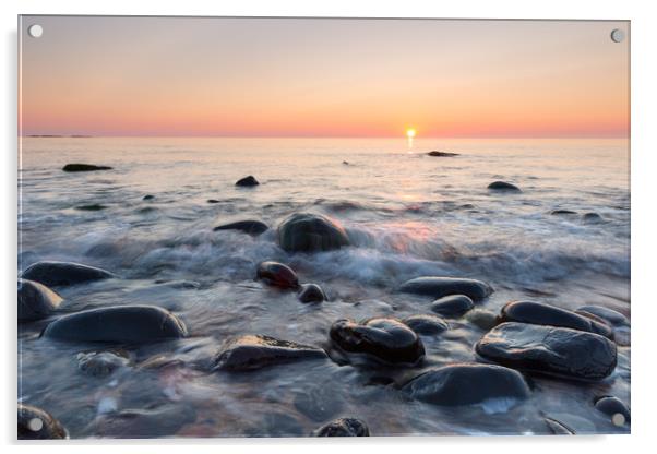 Sunrise at Embleton bay, Northumberland Acrylic by Daugirdas Racys