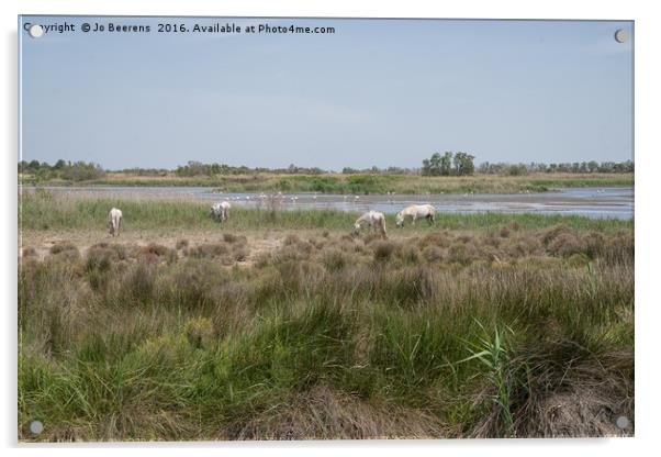 camargue horses Acrylic by Jo Beerens