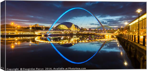 Millennium bridge at blue hour, Newcastle-upon-Tyn Canvas Print by Daugirdas Racys