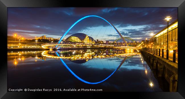 Millennium bridge at blue hour, Newcastle-upon-Tyn Framed Print by Daugirdas Racys