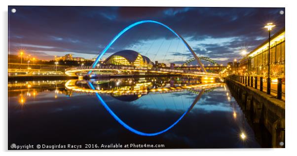 Millennium bridge at blue hour, Newcastle-upon-Tyn Acrylic by Daugirdas Racys
