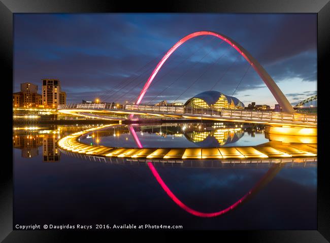 Millennium bridge at night, Newcastle-upon-Tyne Framed Print by Daugirdas Racys