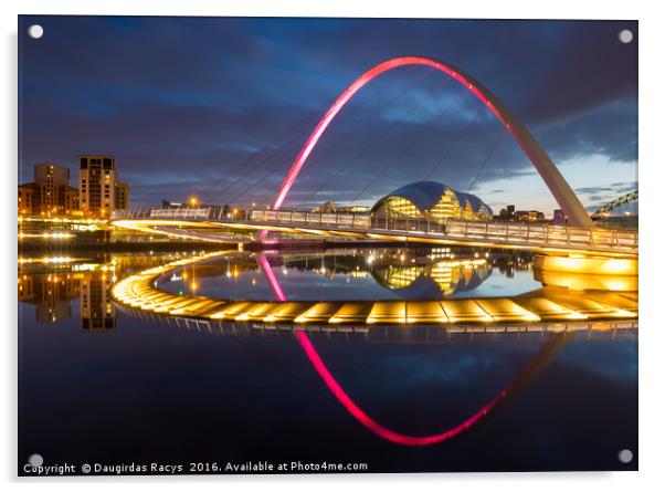 Millennium bridge at night, Newcastle-upon-Tyne Acrylic by Daugirdas Racys