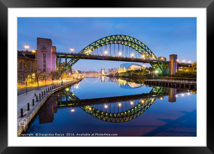 Tyne bridge in the evening, Newcastle-Upon-Tyne Framed Mounted Print by Daugirdas Racys