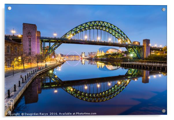 Tyne bridge in the evening, Newcastle-Upon-Tyne Acrylic by Daugirdas Racys