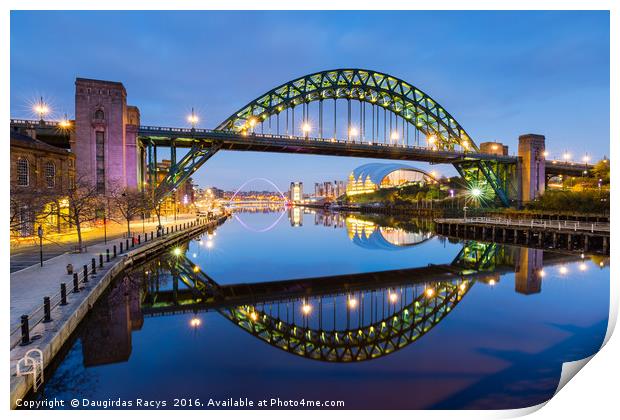 Tyne bridge in the evening, Newcastle-Upon-Tyne Print by Daugirdas Racys