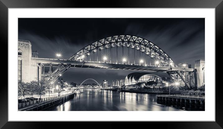 Tyne bridge at night, Newcastle-Upon-Tyne Framed Mounted Print by Daugirdas Racys