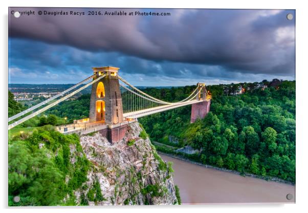 Stormy Clifton Bridge, Bristol Acrylic by Daugirdas Racys