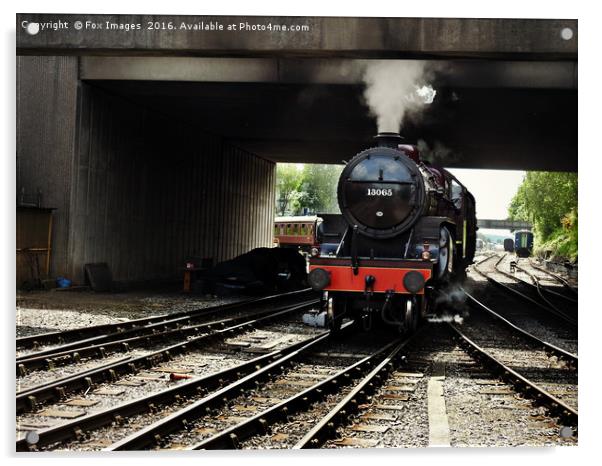 Steam train Hughes Crab 13065 at Bury Acrylic by Derrick Fox Lomax
