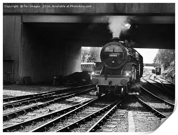 Steam train Hughes Crab 13065 at Bury Print by Derrick Fox Lomax