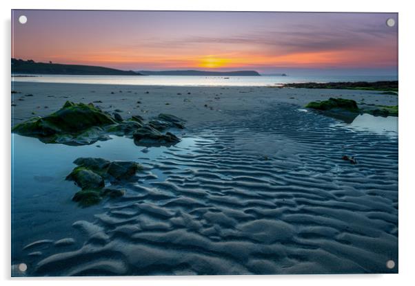 Porthscatho dawn Acrylic by Michael Brookes
