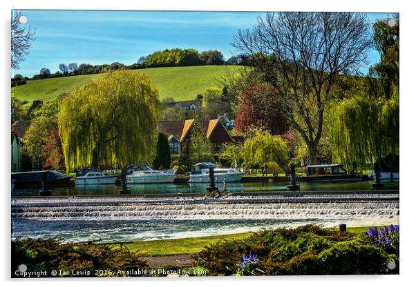 Across The Thames To Streatley Acrylic by Ian Lewis