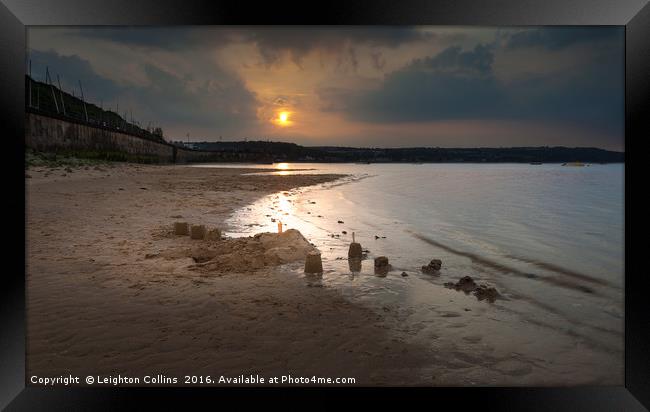 Sandcastles at sunset Framed Print by Leighton Collins