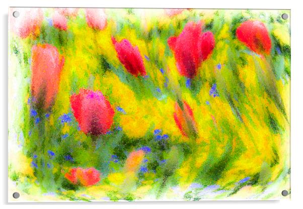 English Summer Flowers Pastel Acrylic by David Pyatt