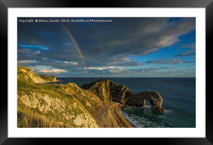 Durdle Door rainbow  Framed Mounted Print by Shaun Jacobs