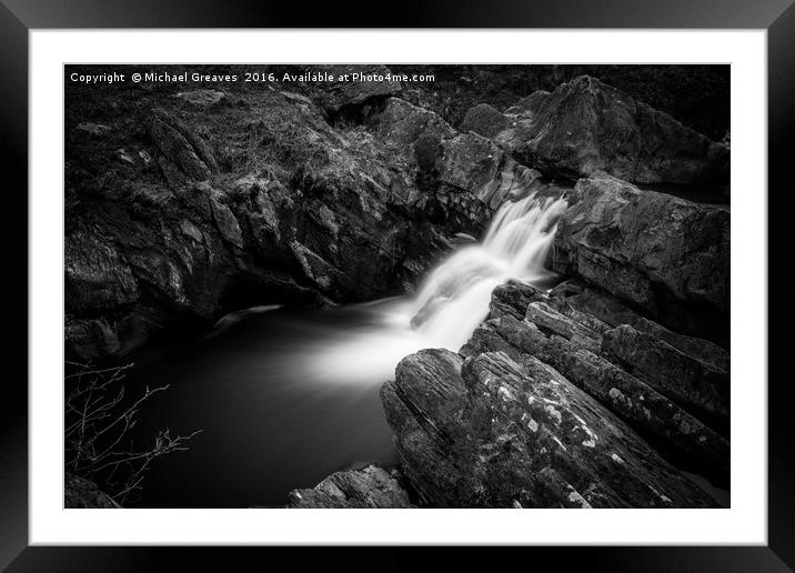 Waterfall Framed Mounted Print by Michael Greaves
