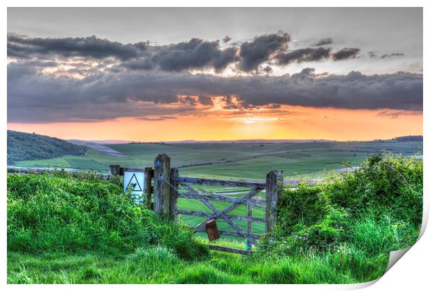 Majestic Sunset Over the South Downs Print by Malcolm McHugh
