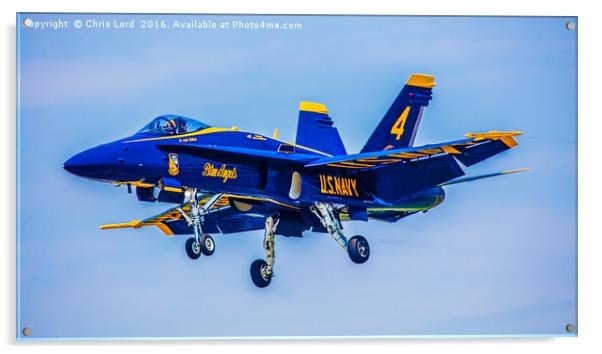 US Navy Blue Angel No4 Landing At Republic Airport Acrylic by Chris Lord