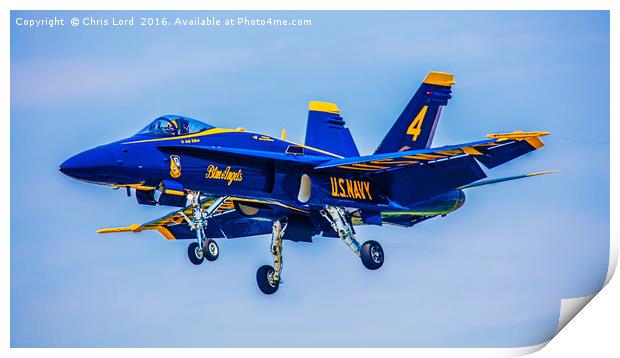 US Navy Blue Angel No4 Landing At Republic Airport Print by Chris Lord