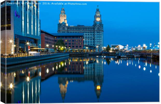 Liver Buildings from Princes Dock Canvas Print by Colin Keown