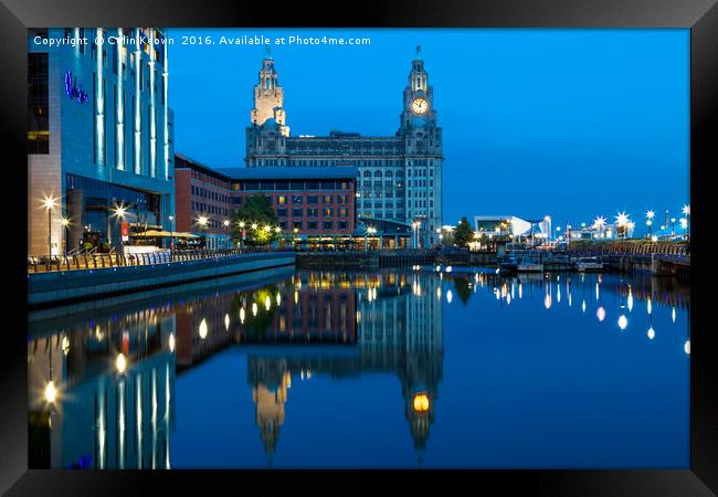 Liver Buildings from Princes Dock Framed Print by Colin Keown