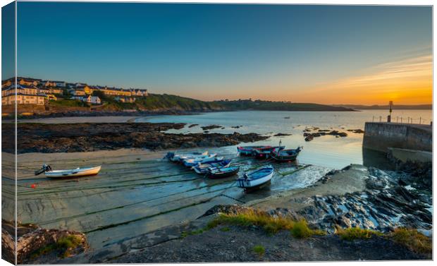 Porthscatho harbor at dawn Canvas Print by Michael Brookes