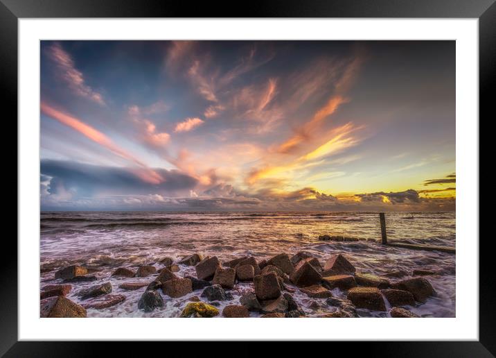 Bonchurch Seawall Sunset Framed Mounted Print by Wight Landscapes