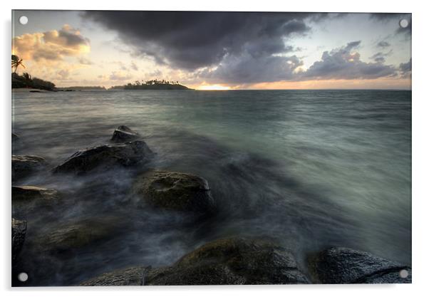 Muri Lagoon - Sunrise Acrylic by Michael Treloar
