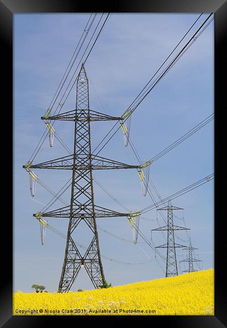 Electricity Pylons Framed Print by Nicola Clark