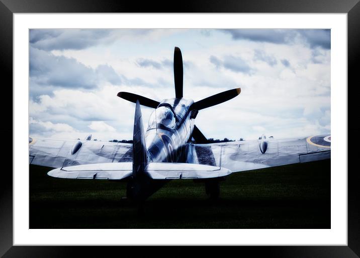Spitfire Blue Framed Mounted Print by J Biggadike