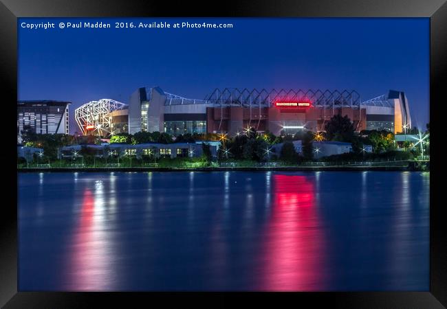 Old Trafford from Salford Quays Framed Print by Paul Madden