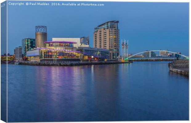 Salford Quays and Lowry Centre Canvas Print by Paul Madden