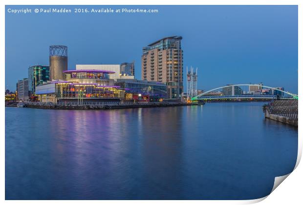 Salford Quays and Lowry Centre Print by Paul Madden