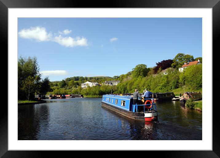 Canal barge on the Llangollen Canal Framed Mounted Print by Harvey Hudson