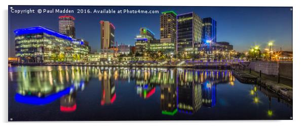 Salford Quays Panorama Acrylic by Paul Madden