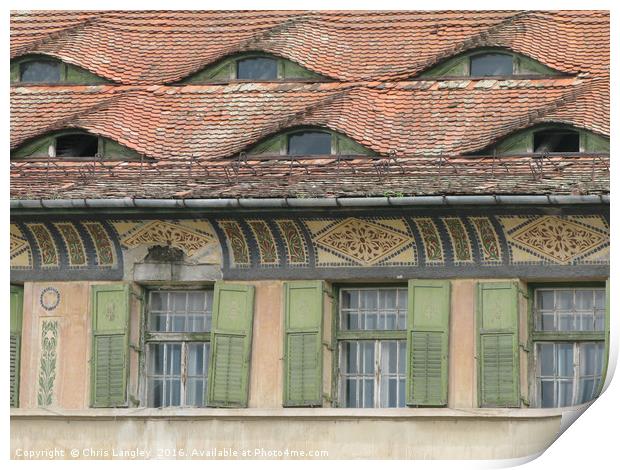 Roof Eyes in Sighisoara, Romania Print by Chris Langley
