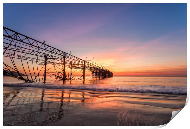 Totland Pier Summer Sunset Print by Wight Landscapes