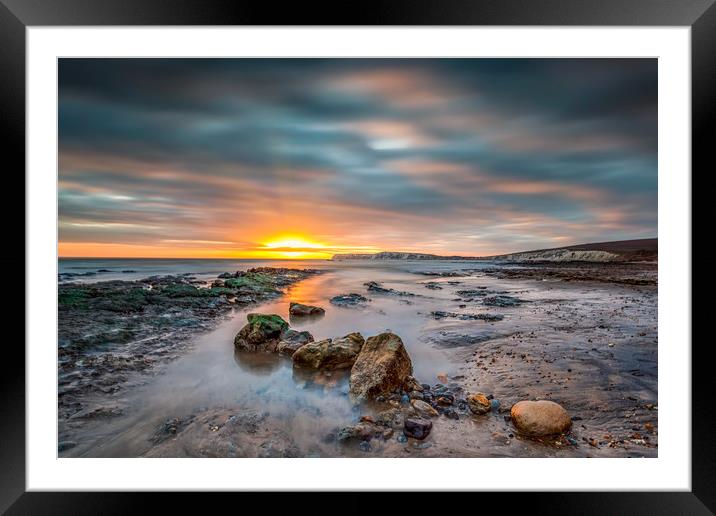 Compton Beach Sunset Framed Mounted Print by Wight Landscapes