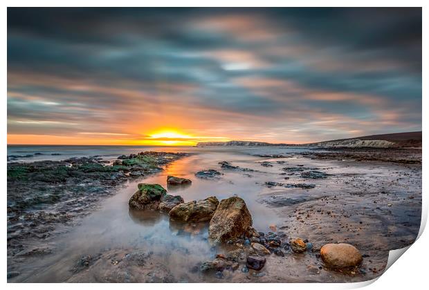 Compton Beach Sunset Print by Wight Landscapes