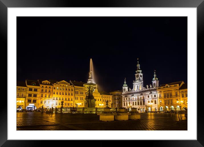 Main square in Ceske Budejovice. Framed Mounted Print by Sergey Fedoskin