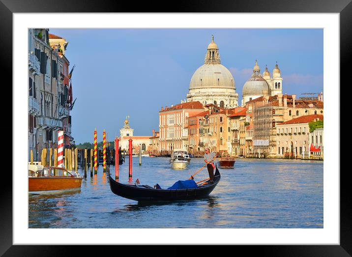 Gondolier Grand Canal                              Framed Mounted Print by Michael Oakes