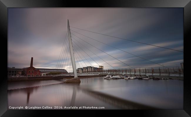 Swansea marina and millennium bridge Framed Print by Leighton Collins