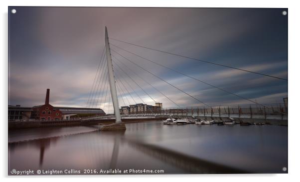 Swansea marina and millennium bridge Acrylic by Leighton Collins