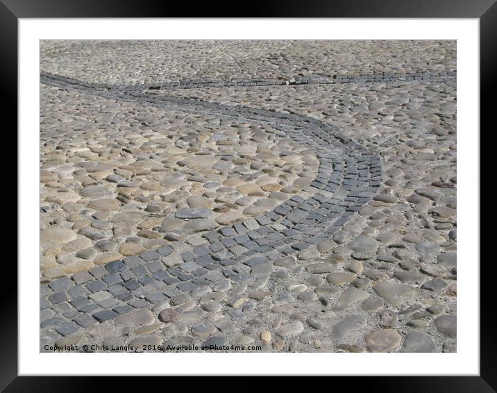 Sighisoara, Romania. Cobbled street drainage  Framed Mounted Print by Chris Langley