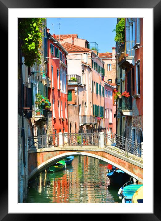  Venice Side Street                                Framed Mounted Print by Michael Oakes