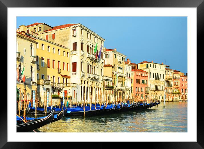     Venice Gondolas.                               Framed Mounted Print by Michael Oakes